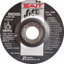United Abrasives-Sait United Abrasives - Sait 22345 Depressed Center Wheel T27 4-1/2"x .045" x 7/8" 46 Grit Alum. Oxide - Pkg Qty 50