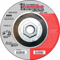 United Abrasives-Sait United Abrasives - Sait 22420 Depressed Center Wheel T27 4-1/2"x .095" x 5/8-11" 60 Grit Alum. Oxide - Pkg Qty 10