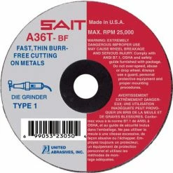 United Abrasives-Sait United Abrasives - Sait 23069 Cut Off Wheel Type 1 A36T 4" x .035" x 3/8" 36 Grit Aluminum Oxide - Pkg Qty 100