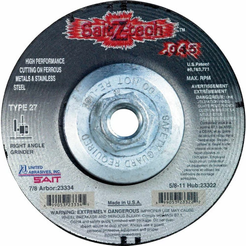United Abrasives-Sait United Abrasives - Sait 23322 Depressed Center Wheel T1 Z-TECH 4"x .045" x 5/8-11" Zirconium - Pkg Qty 10 1 United Abrasives-Sait United Abrasives - Sait 23322 Depressed Center Wheel T1 Z-TECH 4"x .045" x 5/8-11" Zirconium - Pkg Qty 10