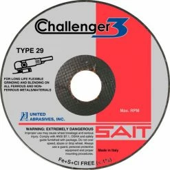 United Abrasives-Sait United Abrasives - Sait 27616 Challenger III Grinding Wheel Type 29 5 " x 1/8 " x 7/8" 60 Grit - Pkg Qty 10