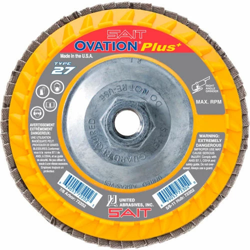 United Abrasives-Sait United Abrasives - Sait 72311 Ovation Flap Disc T27 5-1/2"x 5/8-11" 120 Grit Zirconium - Pkg Qty 10 1 United Abrasives-Sait United Abrasives - Sait 72311 Ovation Flap Disc T27 5-1/2"x 5/8-11" 120 Grit Zirconium - Pkg Qty 10