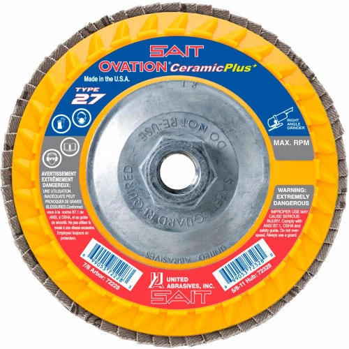 United Abrasives-Sait United Abrasives - Sait 72329 Ovation Attacker Flap Disc T27 5"x 5/8-11" 80 Grit Ceramic - Pkg Qty 10 1 United Abrasives-Sait United Abrasives - Sait 72329 Ovation Attacker Flap Disc T27 5"x 5/8-11" 80 Grit Ceramic - Pkg Qty 10